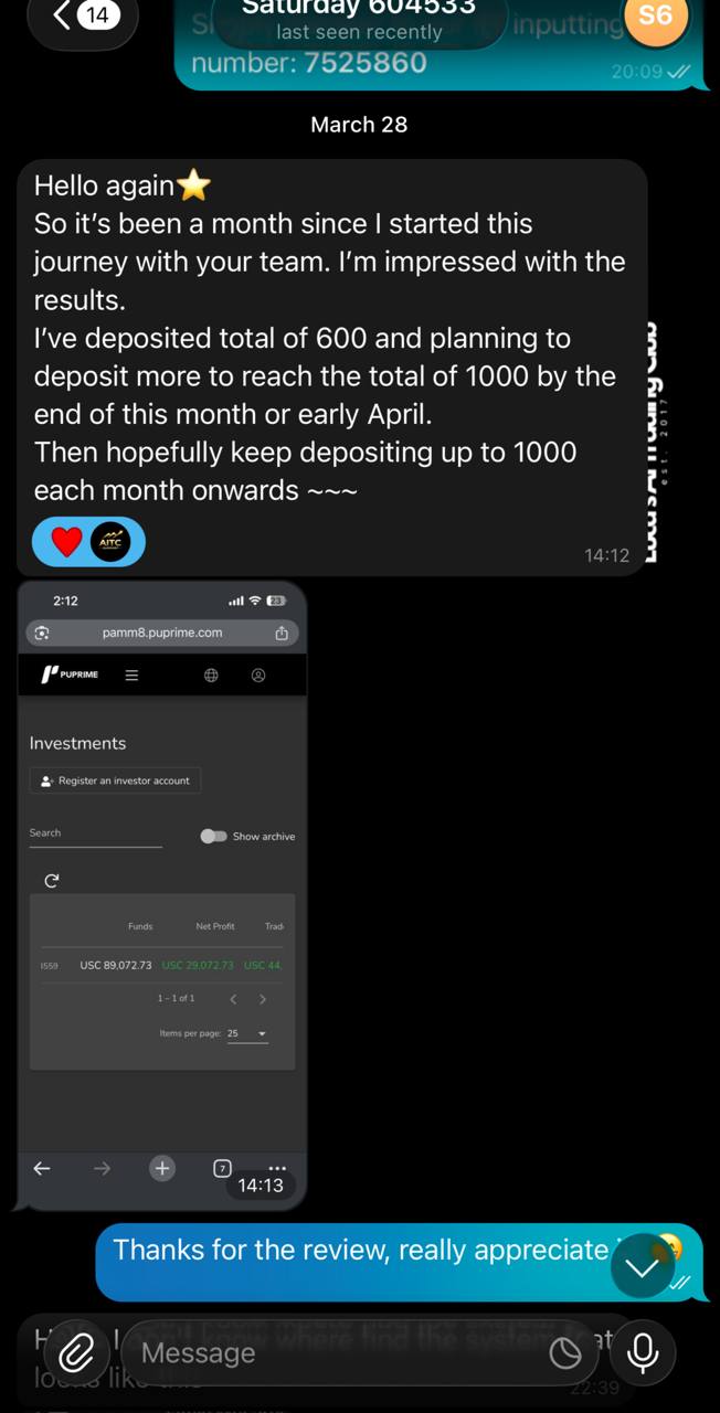Member one month update, deposited $600 planning to scale