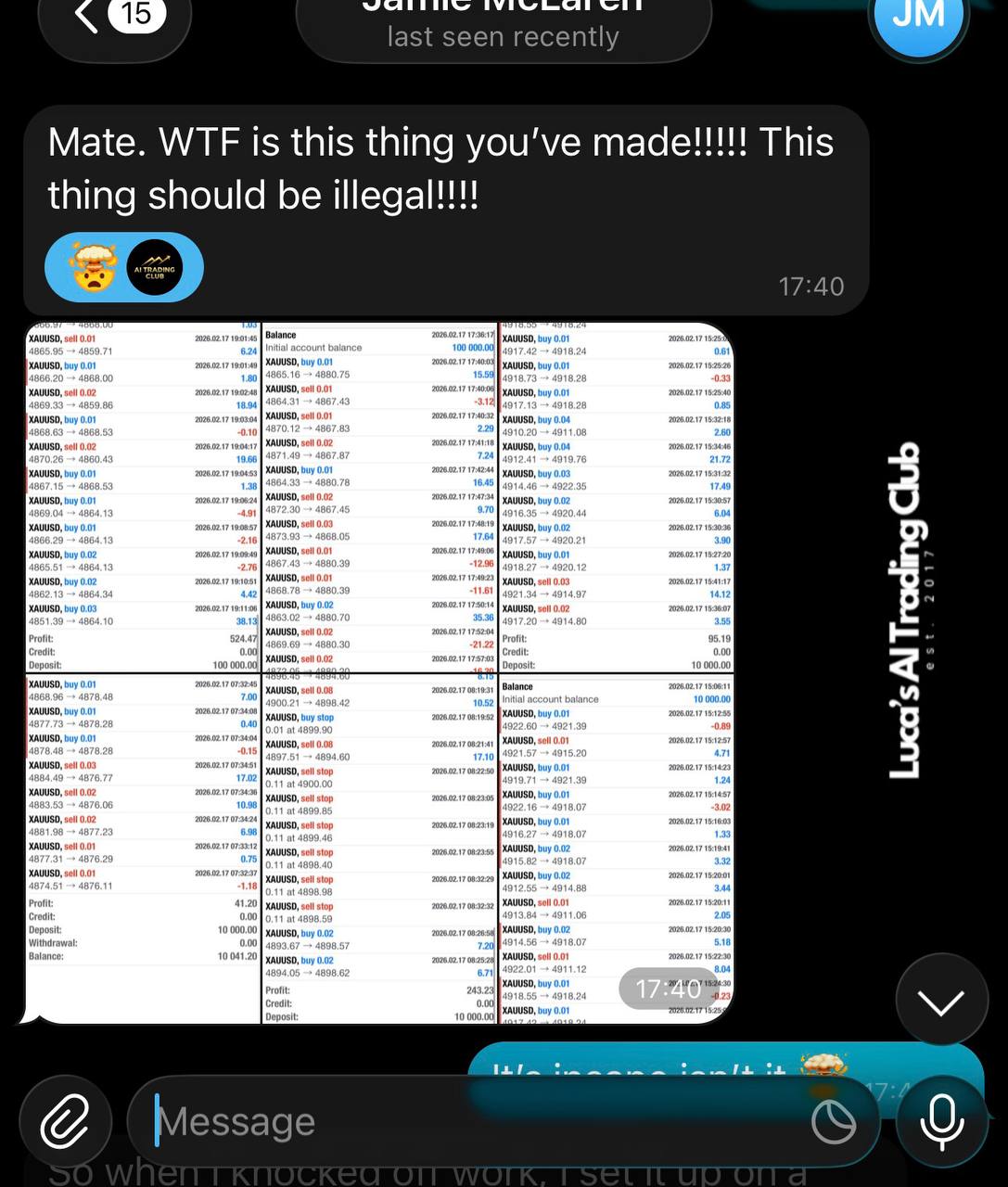 Member calling AI trades insane and saying it should be illegal